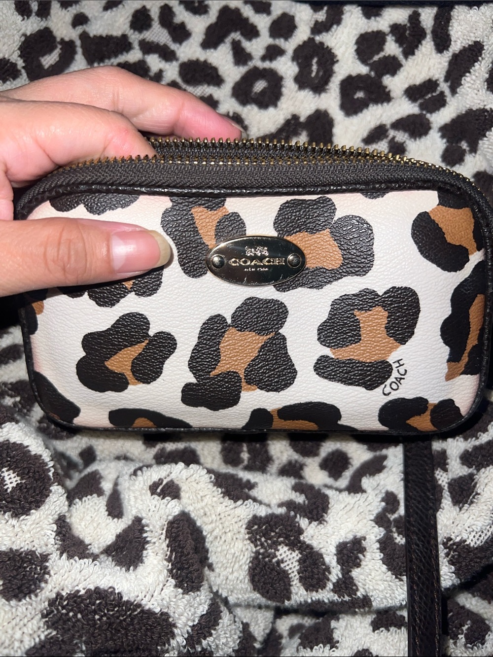 Coach Leopard-Print Mini Crossbody with Heart Charm